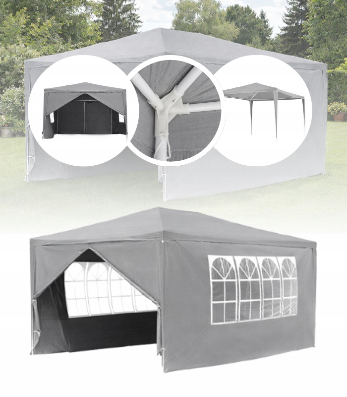 Zahradní Pavilon Stan 3X4 Šedý Párty Stan Eventový Do Zahrady