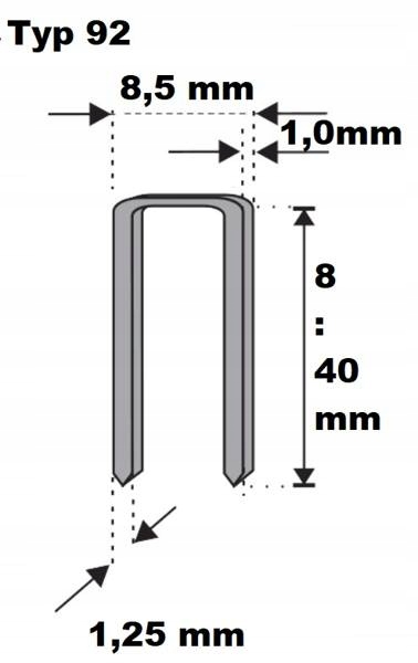 Zszywka typ 92 / 40 mm H-40 4800 szt EAN (GTIN) 5906138100184