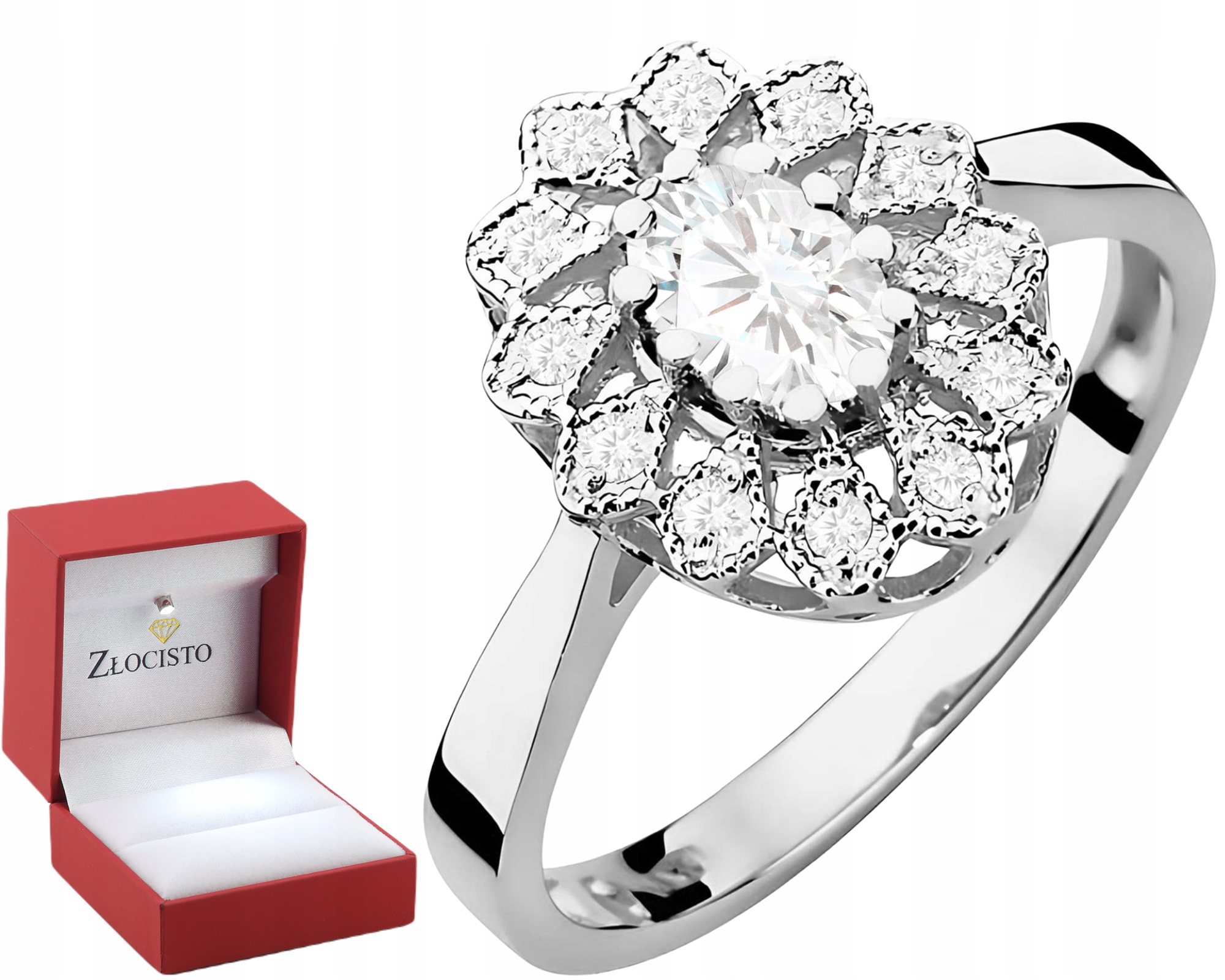 Bílé Zlato Prstýnek Diamanty Lab Jako Dárek 585 Markýza