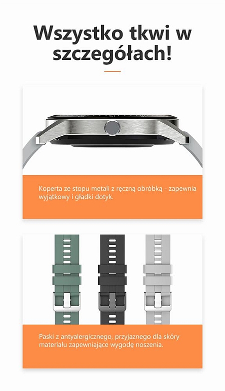 NOWY SMARTWATCH G.ROSSI IP68 KALORIE KROKI ZESTAW Model inny