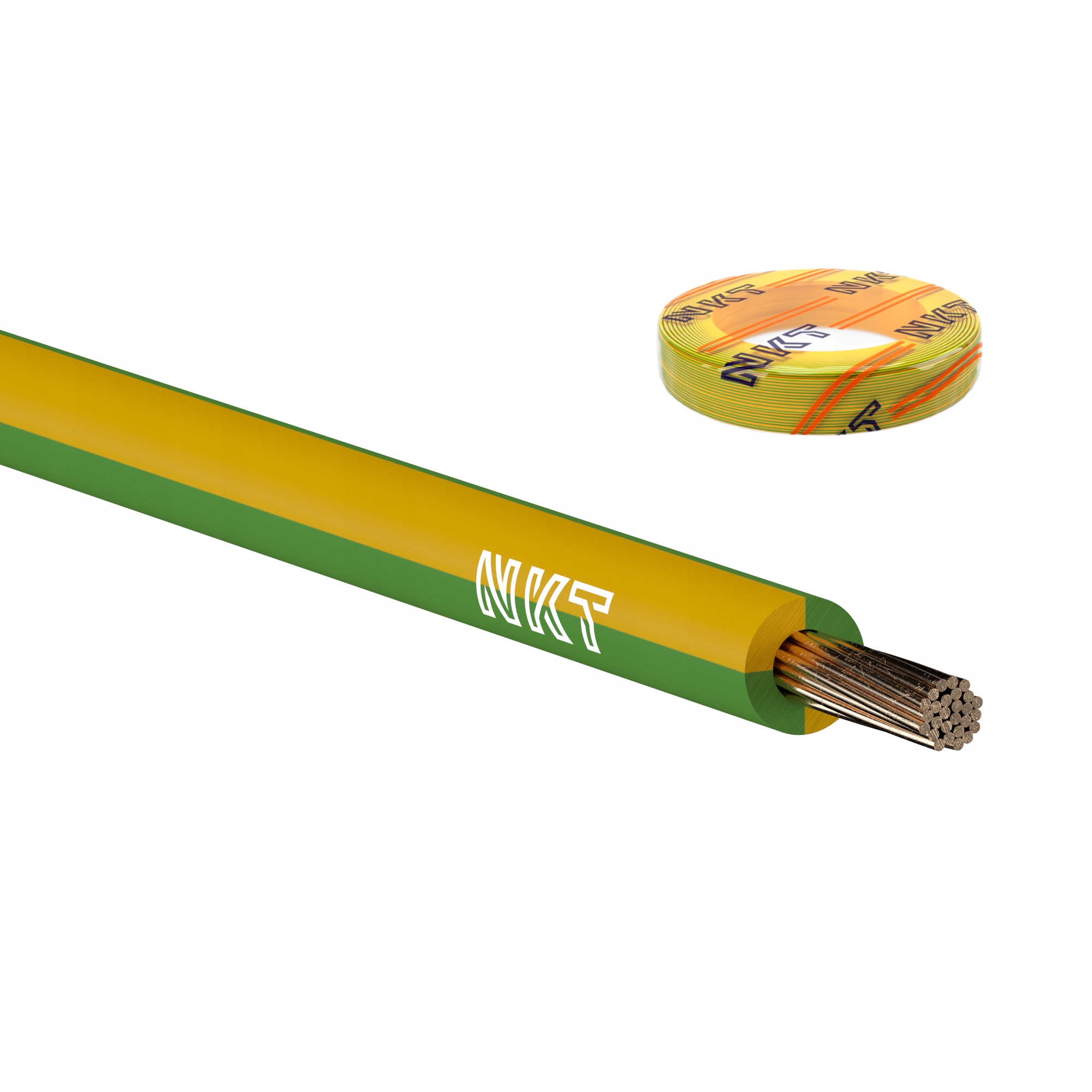 100m Przewód kabel instalacyjny LgY 1,5 H07V-K 1G1,5 żółto-zielony Nkt
