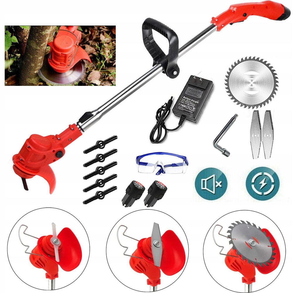 Sekačka na Trávy a keře 12v3000mah Teleskopicky nastavitelná 3Nože Ochrana