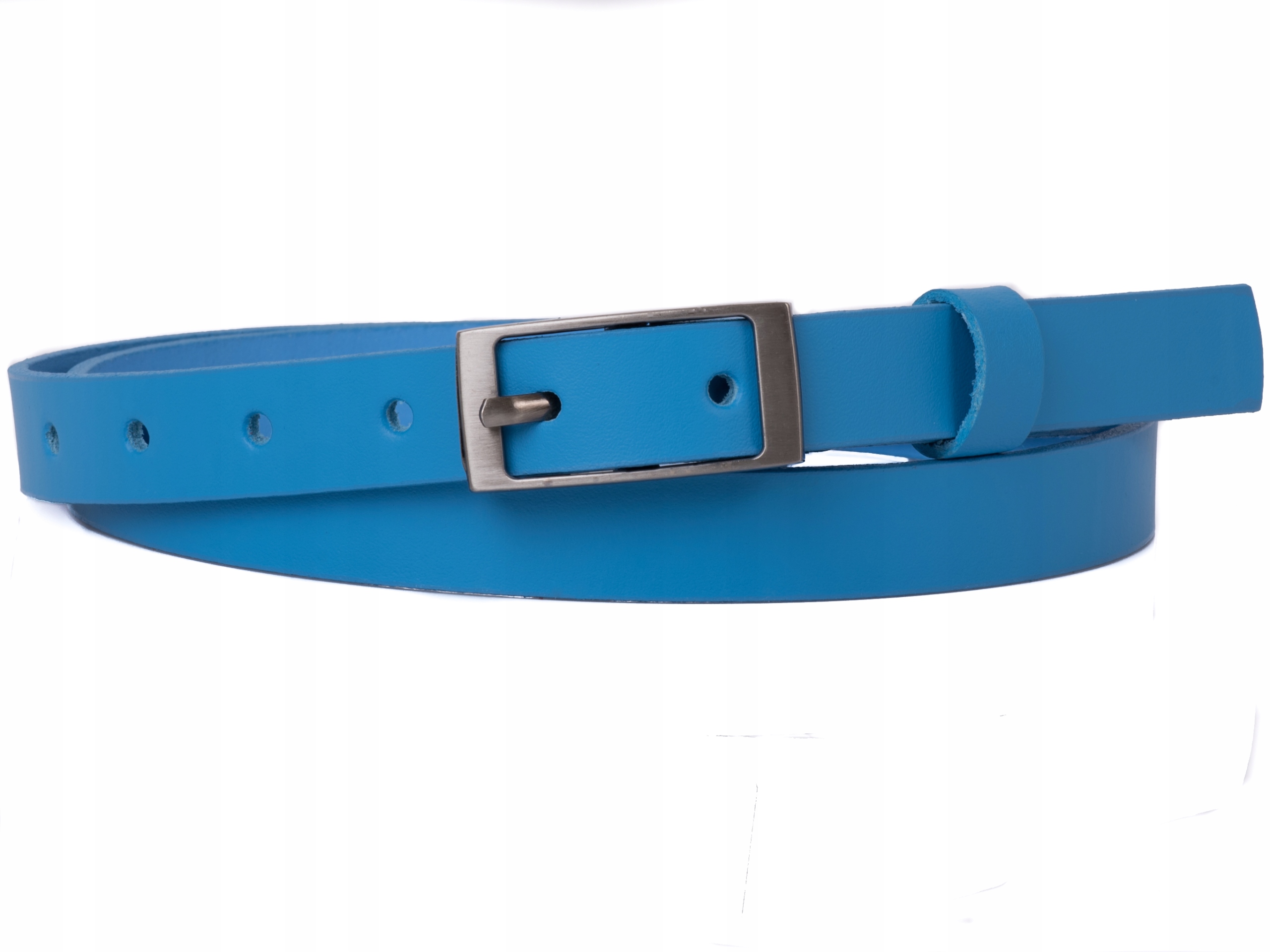 

Damski Skórzany pasek 2cm Niebieski |100obw