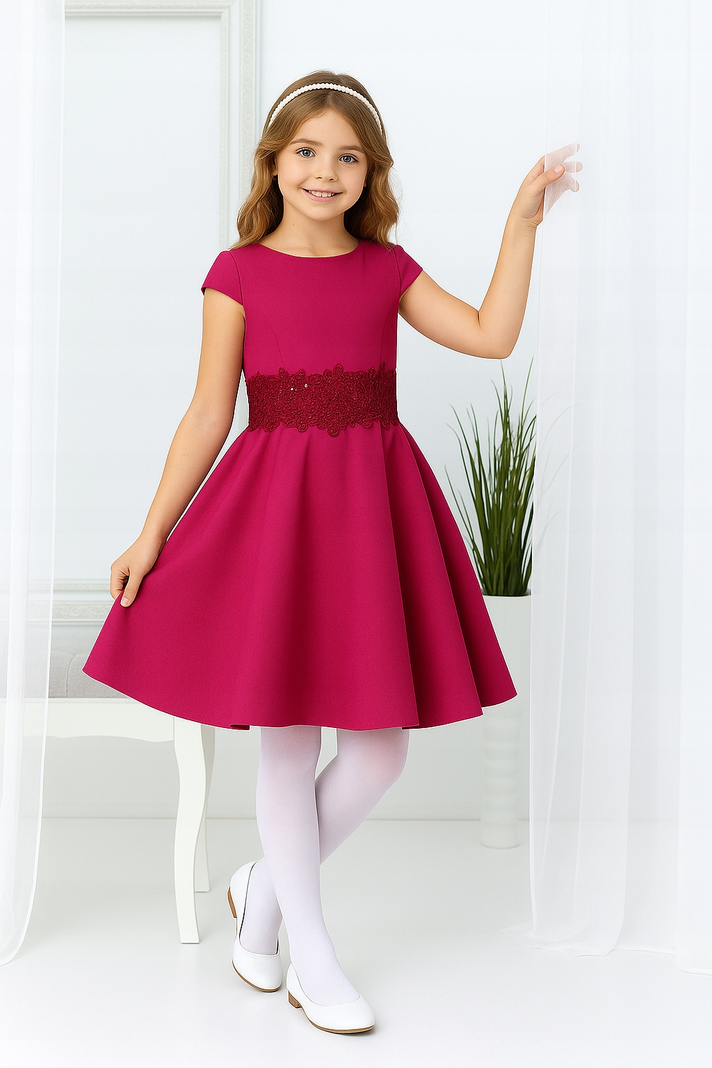 Sukienka wizytowa dla dziewczynki 134 Barbie firmy Emma jagodowa