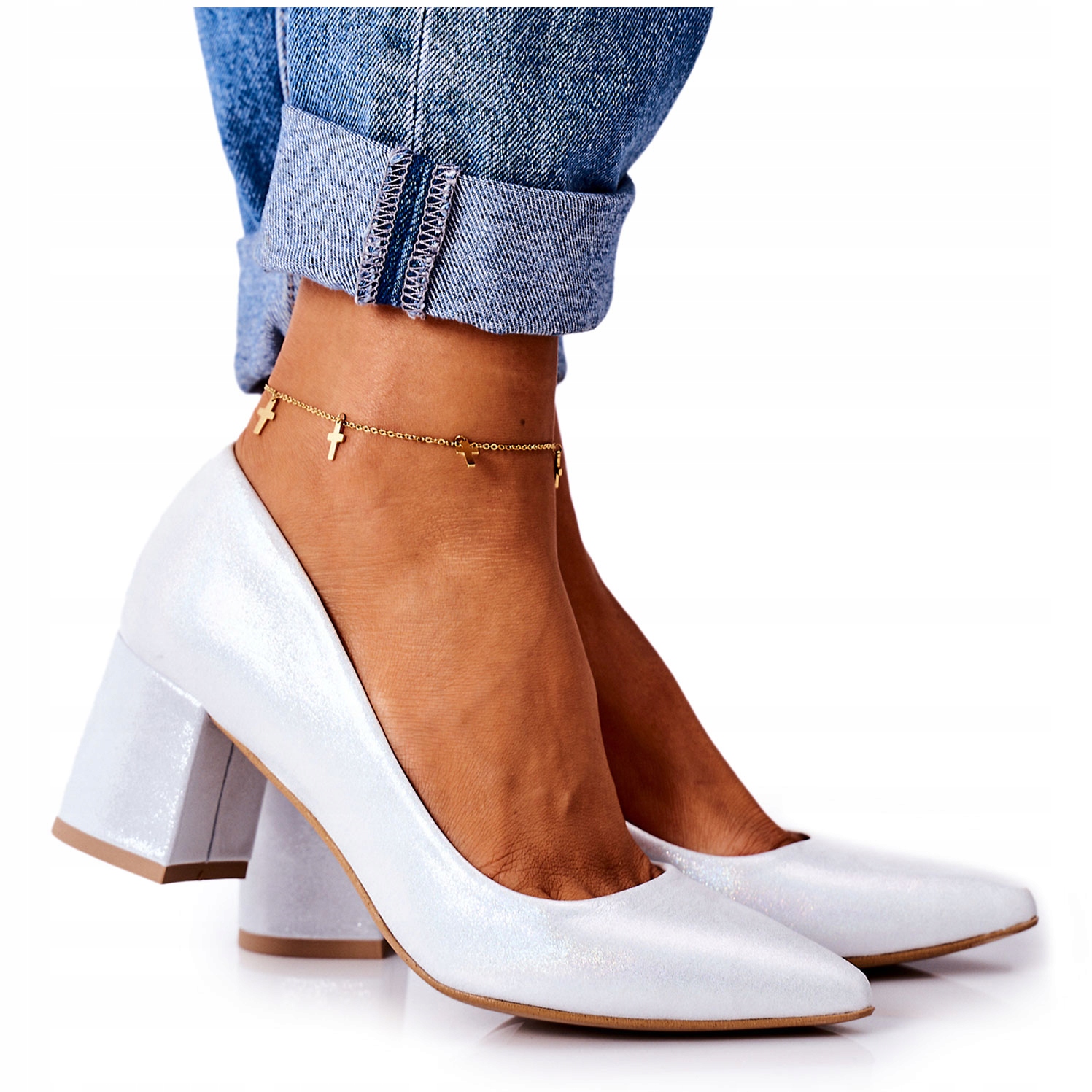 

Satynowe Czółenka Lewski Shoes 2801 Srebrne 37