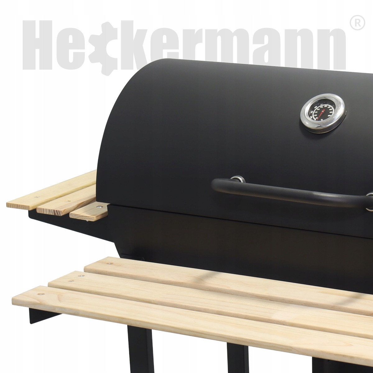 GRILL WĘGLOWY OGRODOWY 2 RUSZTY CHROMOWANE 2 PÓŁKI POPIELNIK TERMOMETR STAL Długość rusztu 71 cm
