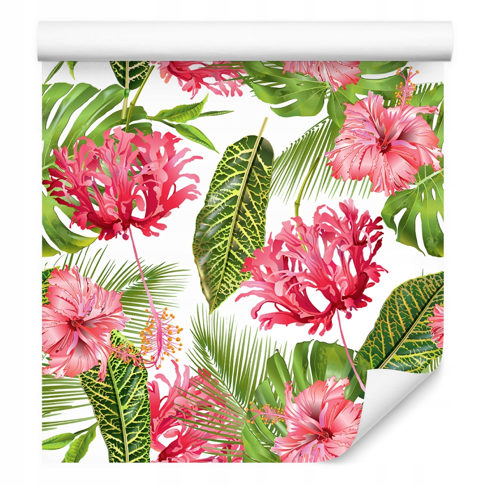 Tropická tapeta do obývacích pokojů, květy, listy, rostliny