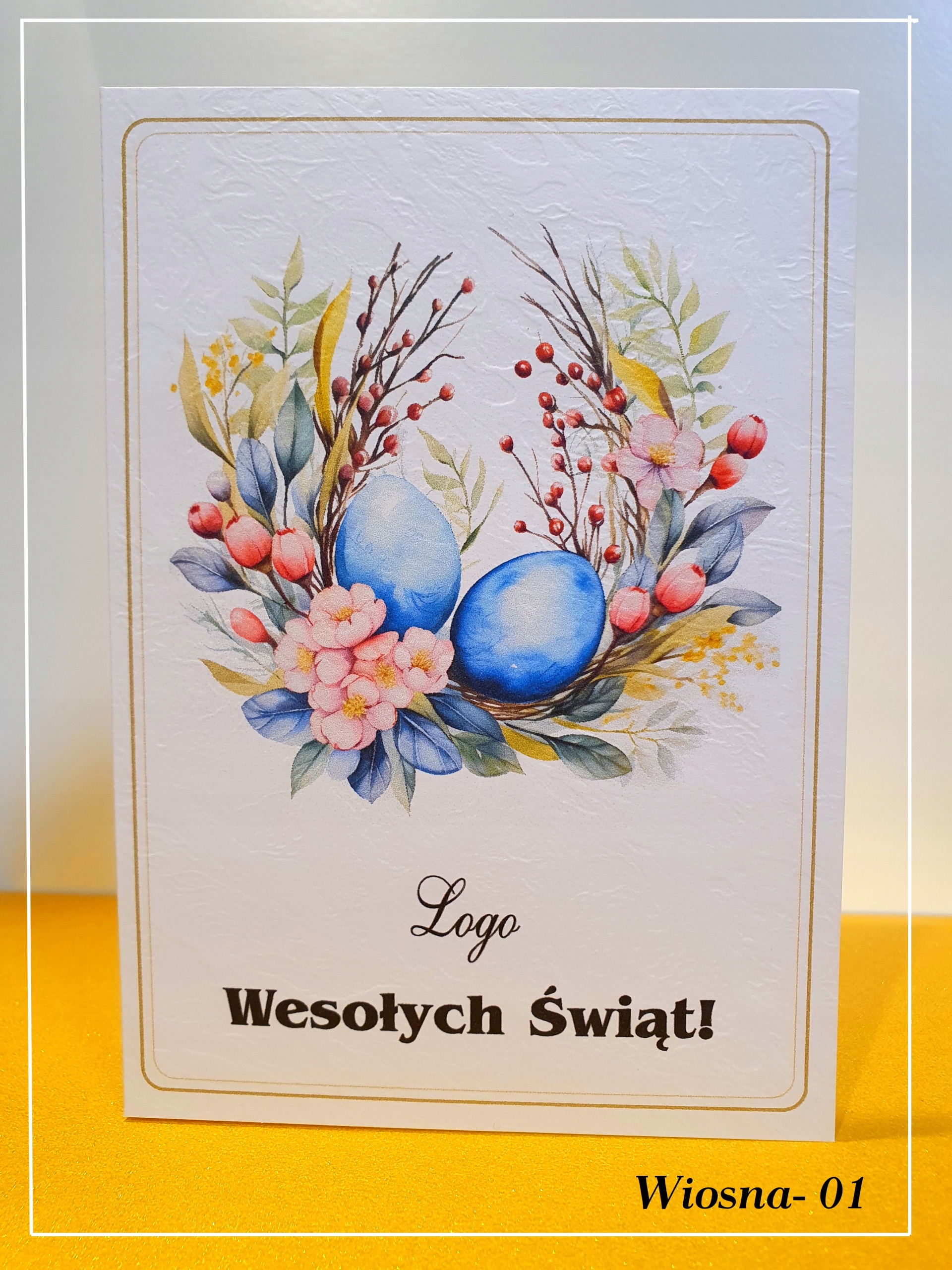 FIRMOWE BIZNESOWE KARTKI ŚWIĄTECZNE WIELKANOCNE PASTELOVE KOPERTA LOGO 50 Szerokość produktu 15 cm