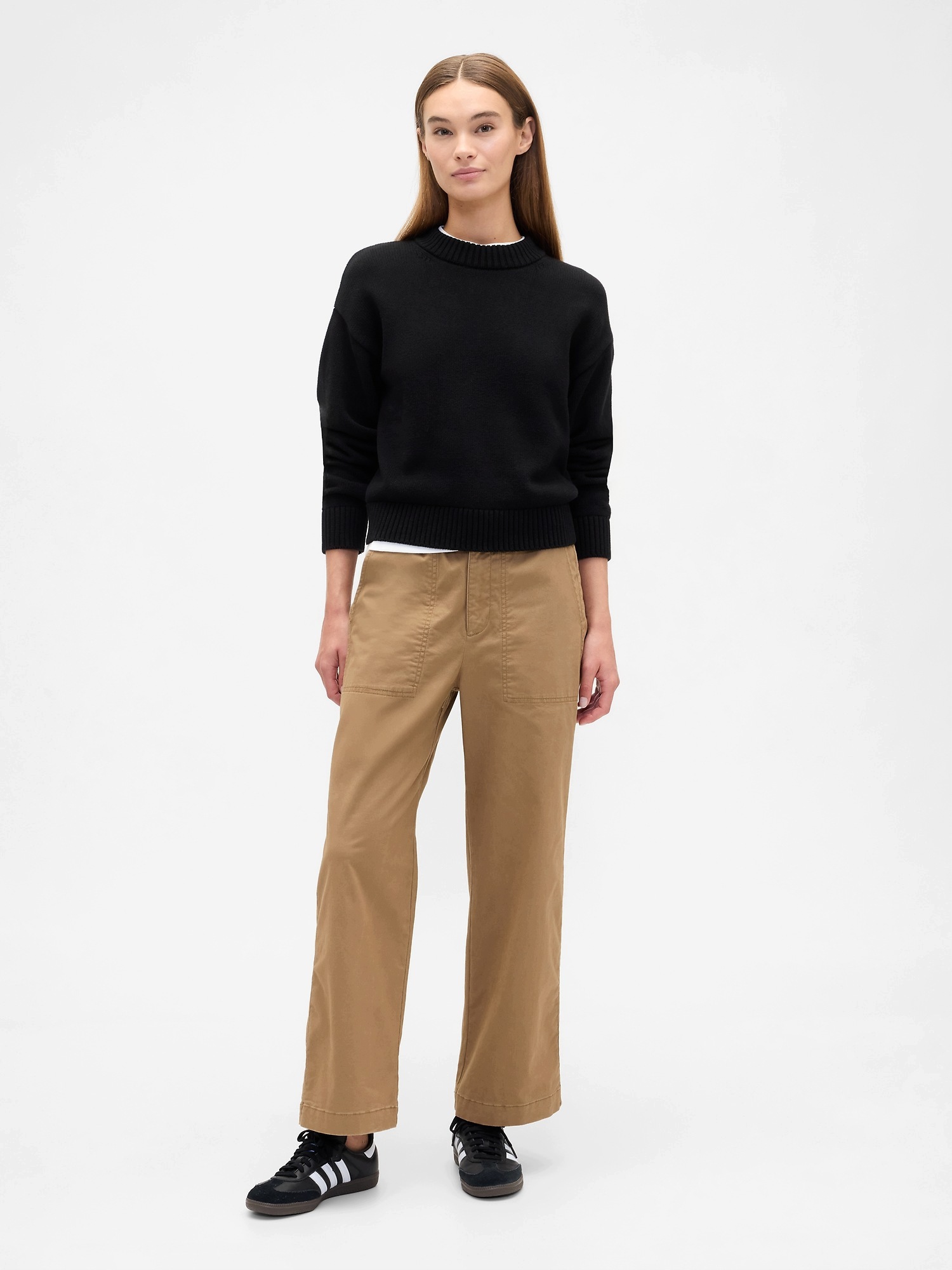 Gap Khaki kalhoty High Rise Wide-Leg