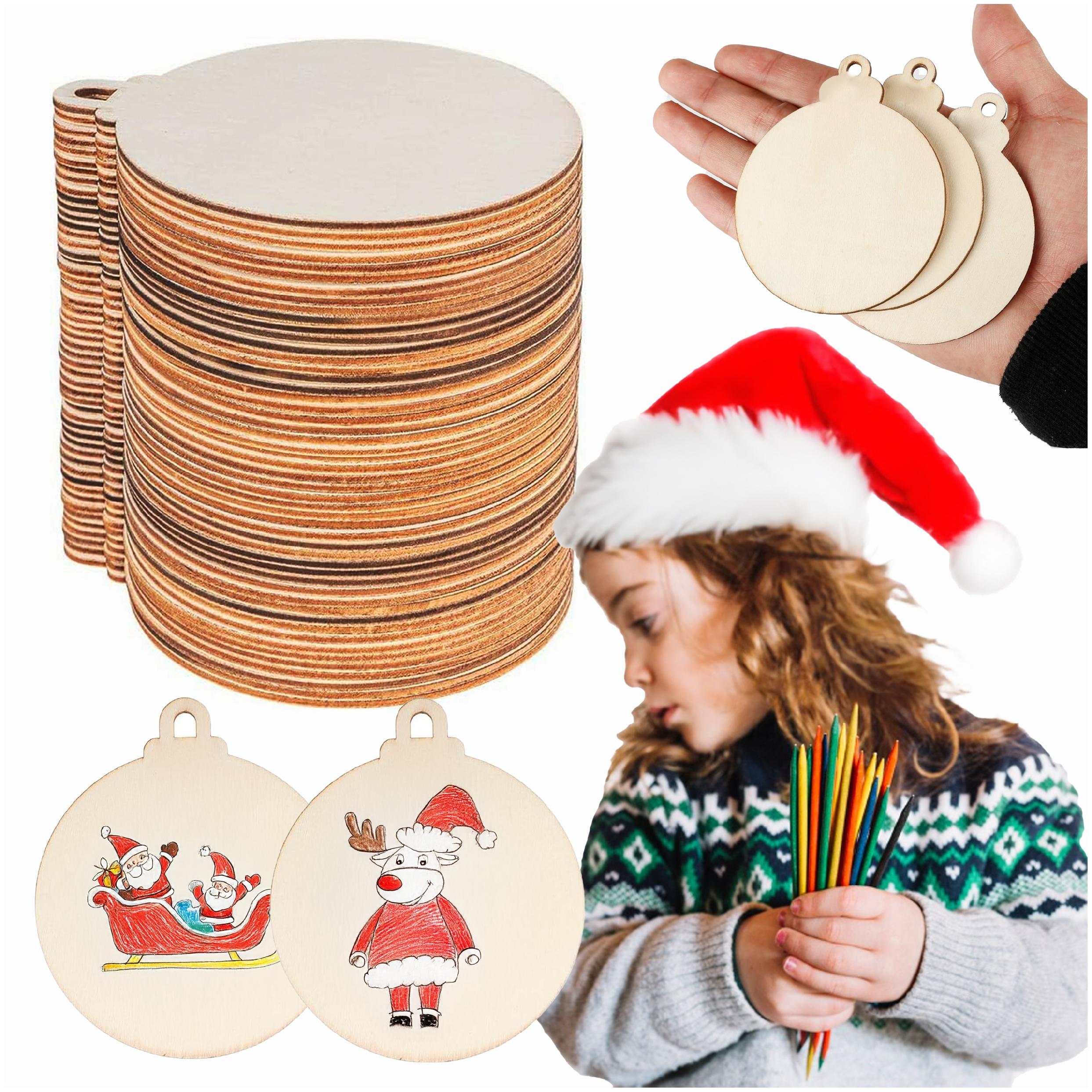 Dřevěné vánoční ozdoby Vánoční Baňky pro zdobení pro děti