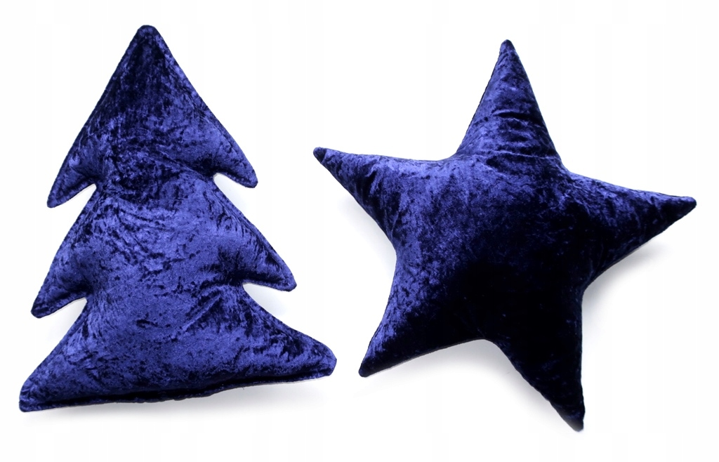 Sada Polštář Velký Vánoční Stromek Velurová Hvězdička Kobaltová Granátová