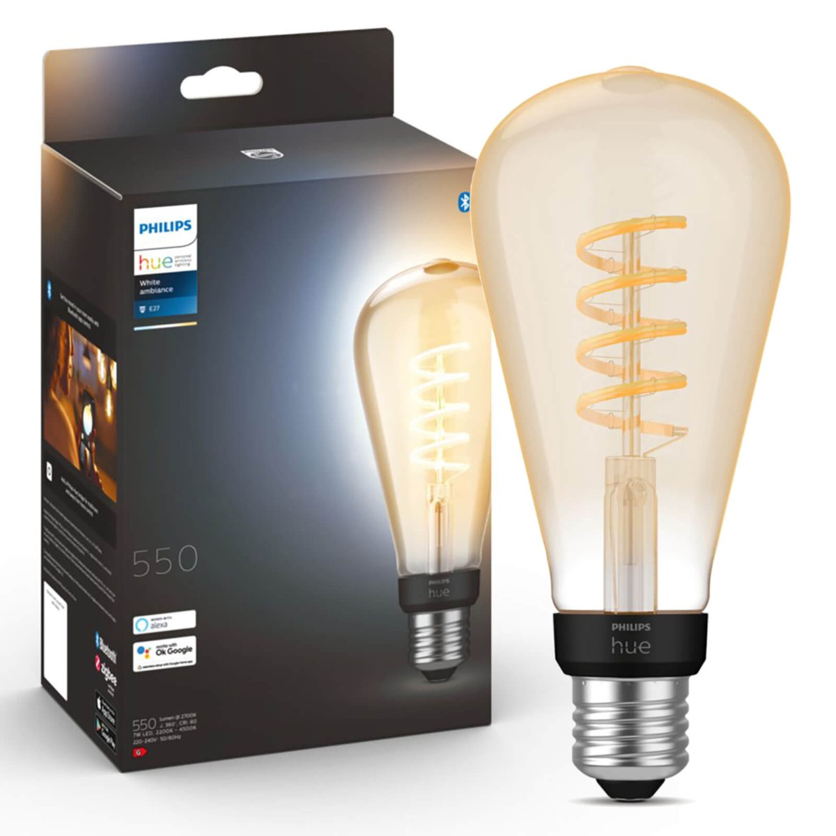 Led žárovka Edison E27 ST72 7W Cct Philips Hue Filament Bluetooth Zigbee