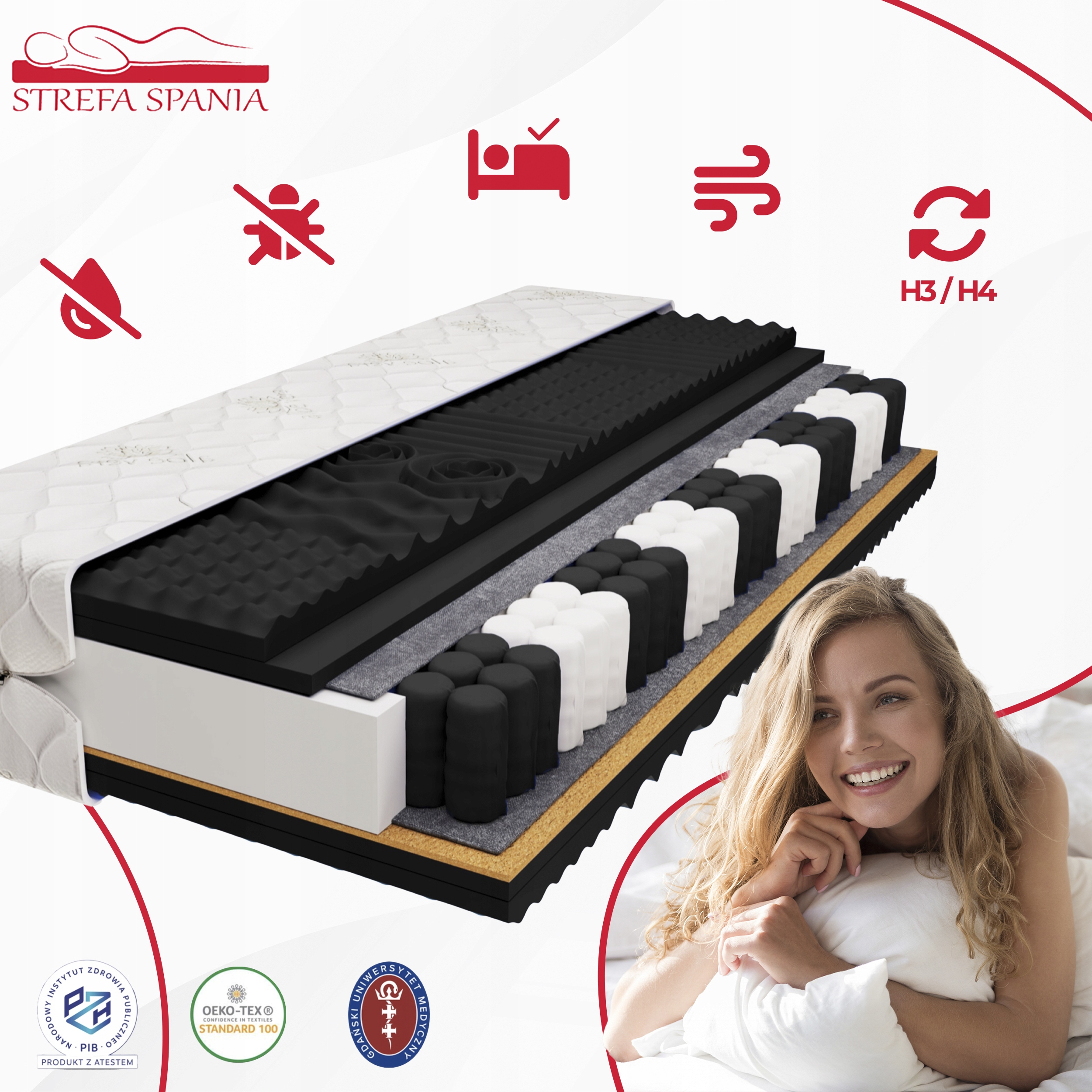 Materac BLACK PRESTIGE luksus EKO MASUJĄCY 90x200 Kod producenta MAT-BLA-90X200