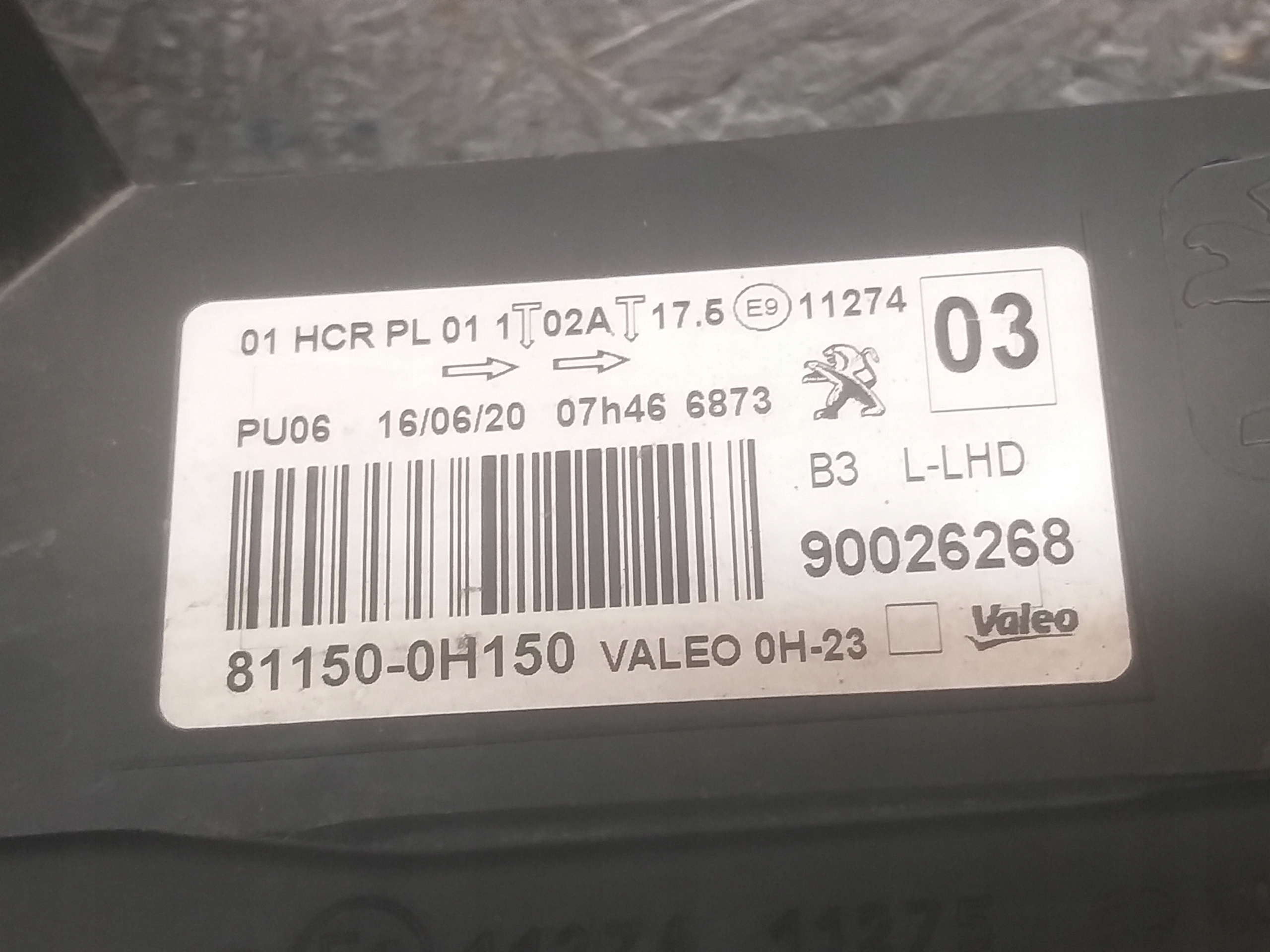 light front left PEUGEOT 108 lens LED 81150-0H150