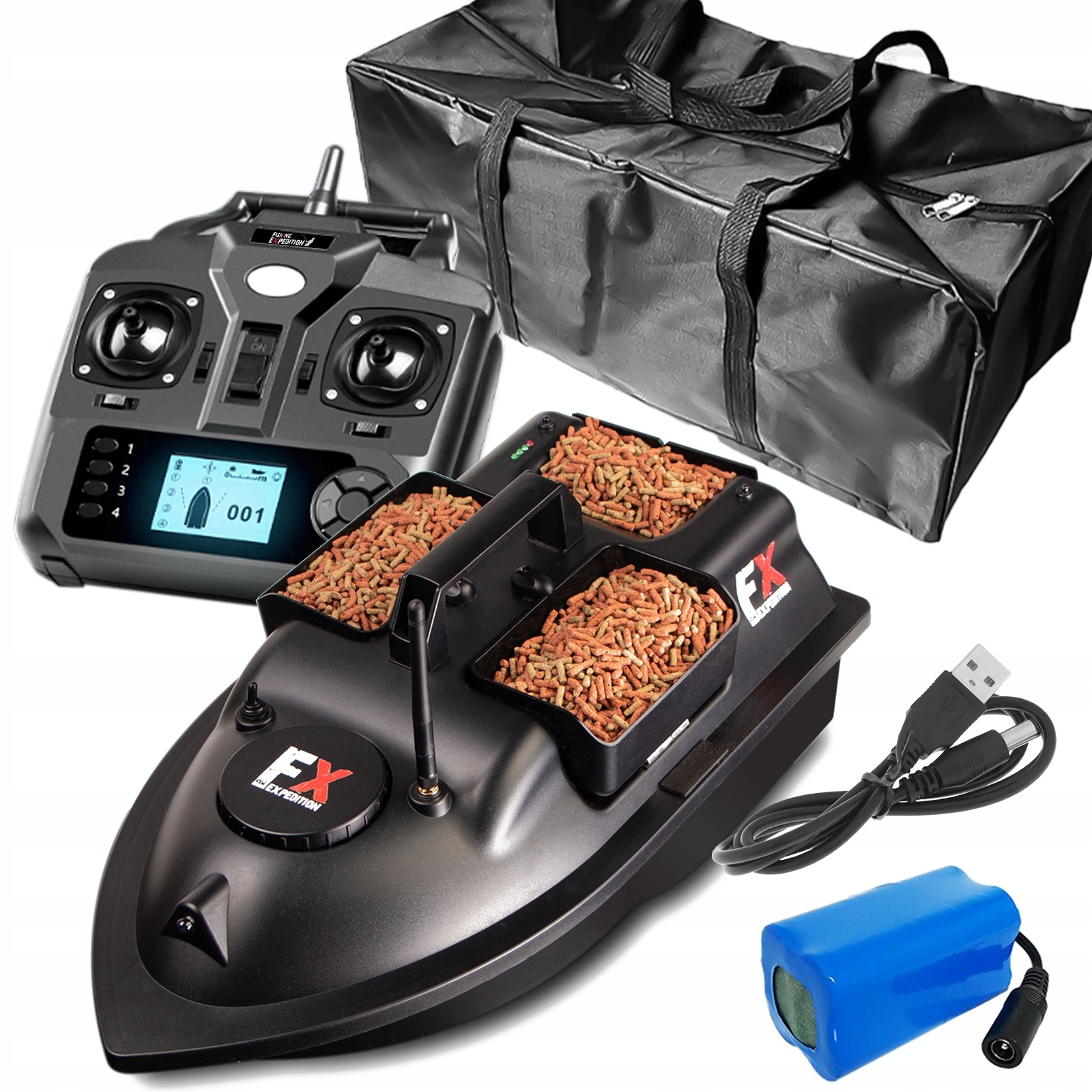Návnadová Loď Gps 500 M 2 Kg Dálkové Ovládání Led 3 Komory Autozpět