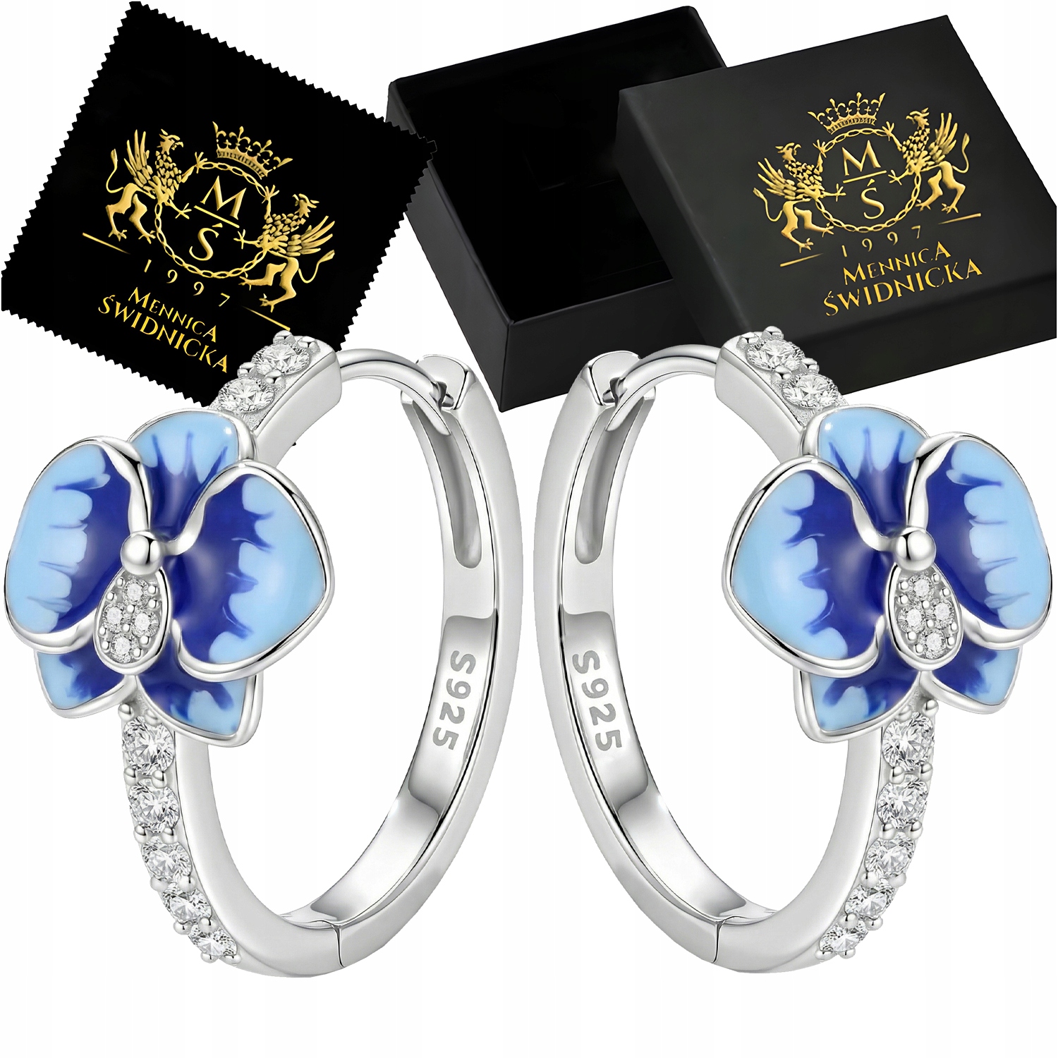 Stříbrné Náušnice 925 Elegantní Kreolská kola Zirkony Dámské Dárek Gravírování