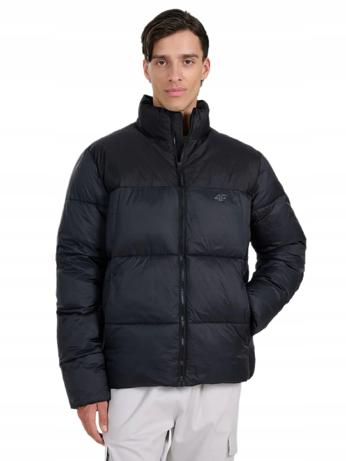 Kurtka 4F Męska Ciepła Puchowa Pikowana Ocieplana Zima Czarna M601 r. 3XL