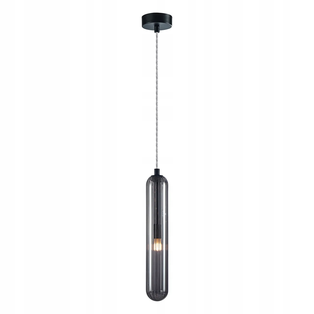 Závěsná lampa černá, dlouhá, skleněná, podlouhlá, tubusová lampa nad stůl Milagro