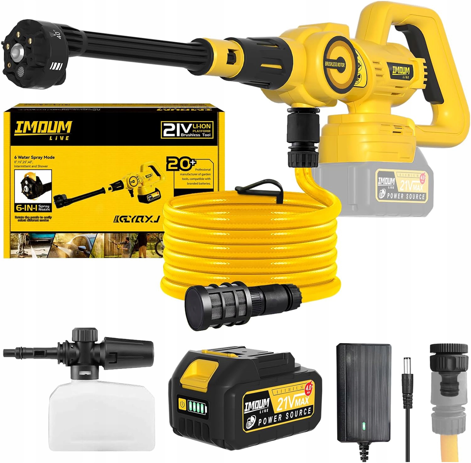 MYJKA CIŚNIENIOWA AKUMULATOROWA BEZPRZEWODOWA IMOUM 4Ah 21V 400W ZESTAW XXL Kod producenta GYQXQ2