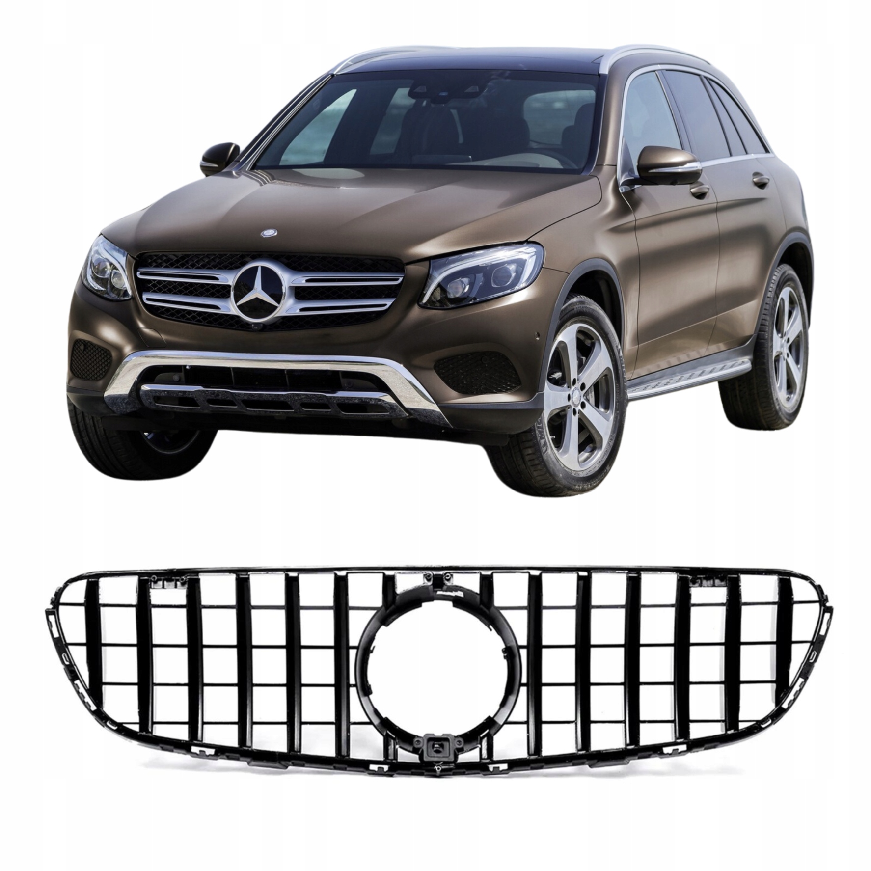 Predný Nárazník Atrapa Mercedes Glc W253/X253/C253 2015-2019 Panamericana Čierna Lesklá