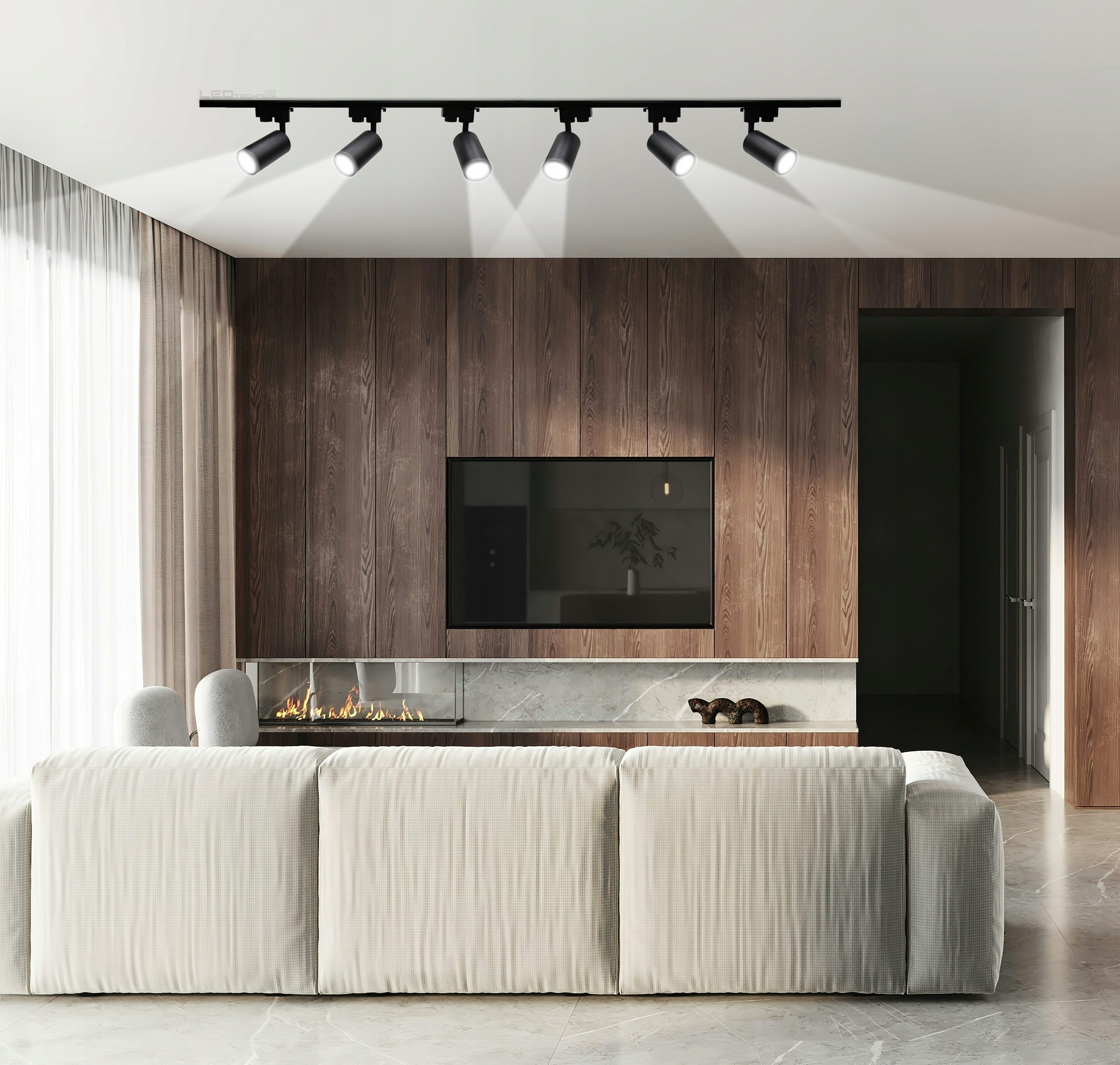 Zestaw 6x SPOT REFLEKTOR RUCHOMY CZARNY NA GU10 + SZYNOPRZEWÓD Szyna 2m EAN (GTIN) 5906190854100