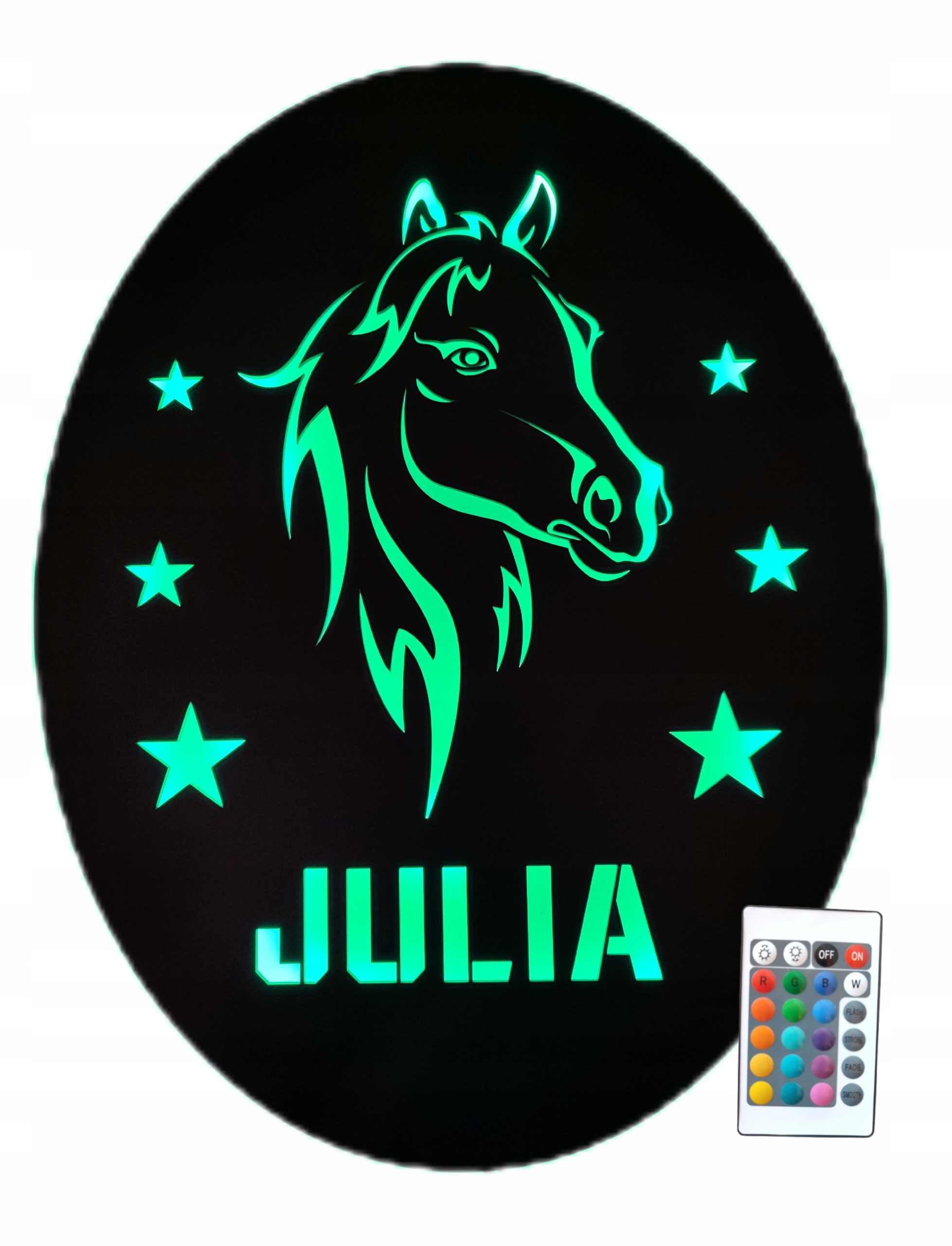 Panel Obraz Led Lampka Nocna 44cm x 34cm Konik Koń Imię Dziecka Na Pilota