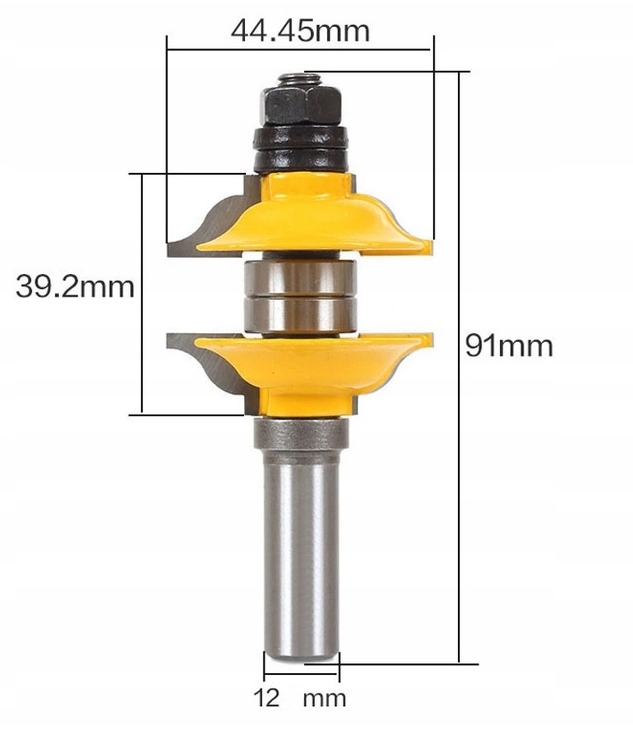Frez do drewna łączenia drzwi czop 44,45mm 12mm Kod producenta 12mm
