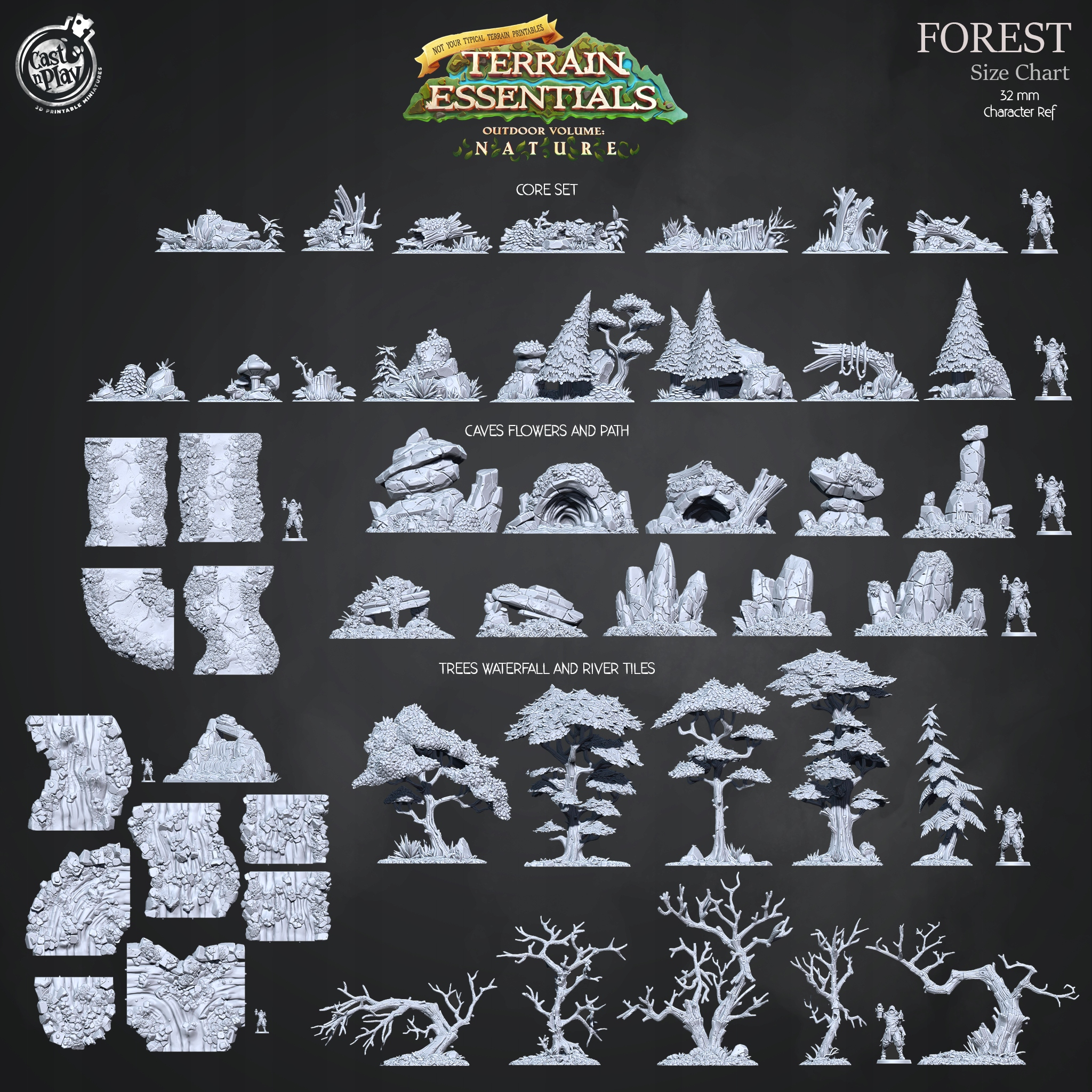 (CnP) - Terrain - Forest - Core Set - 1 Pine - (3DPT) Nazwa CastNPlay (CnP) - Terrain - Forest - 1 Pine - (3DPT) | Terrain Essentials Vol1 - Nature - Core Set / Scatter Terrain / Caves / Trees