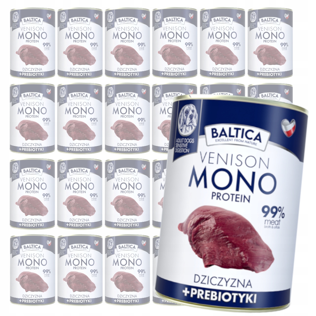 Levně Baltica Monoprotein Zvěřina Prebiotika 24x400g Vlhké Krmivo pro psy