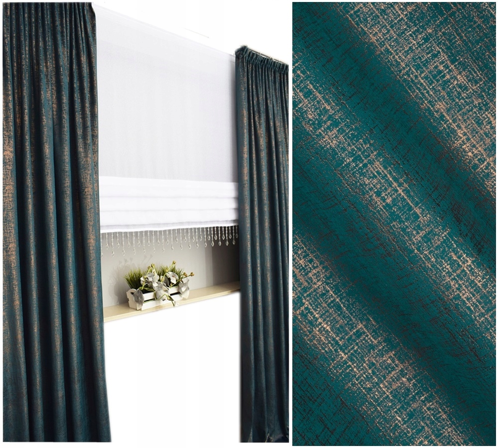 

Zasłona Metraż Velvet 3 Plusz Turkus Miedź 145cm