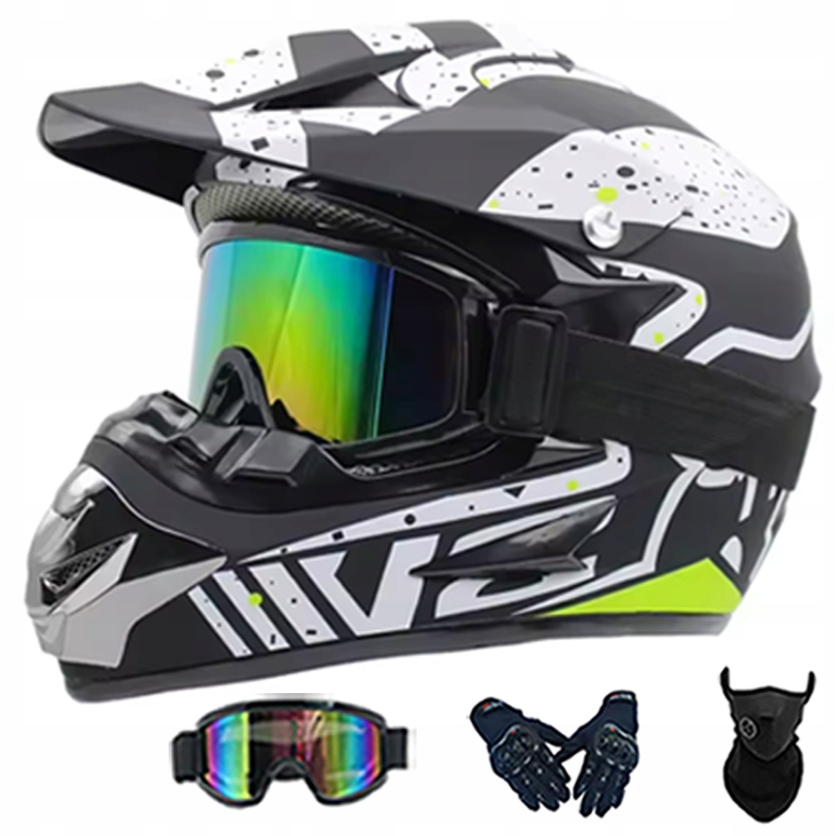 Motocyklová Přilba Lehká Enduro Quada Brýle Rukavice Maska M