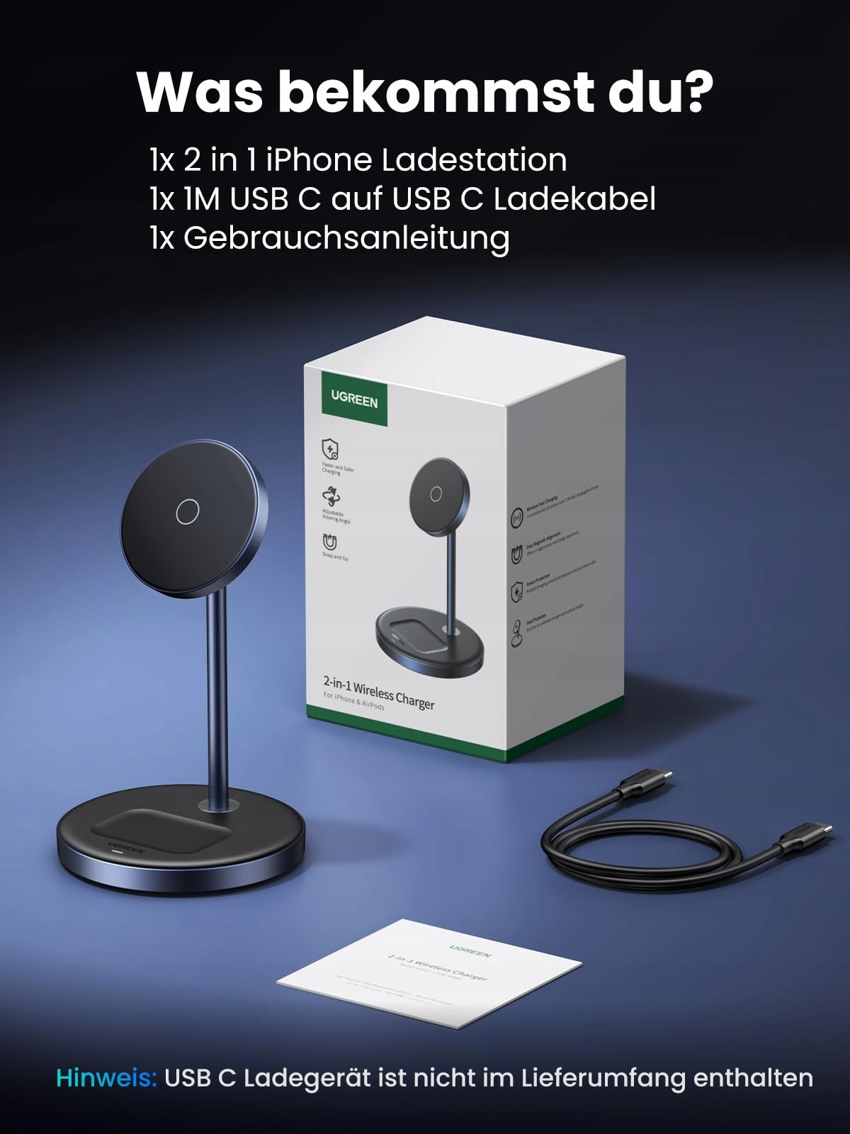 UGREEN MagFlow Stacja Ładowania iPhone Magsafe AirPods Bezprzewodowa — miniatura 7