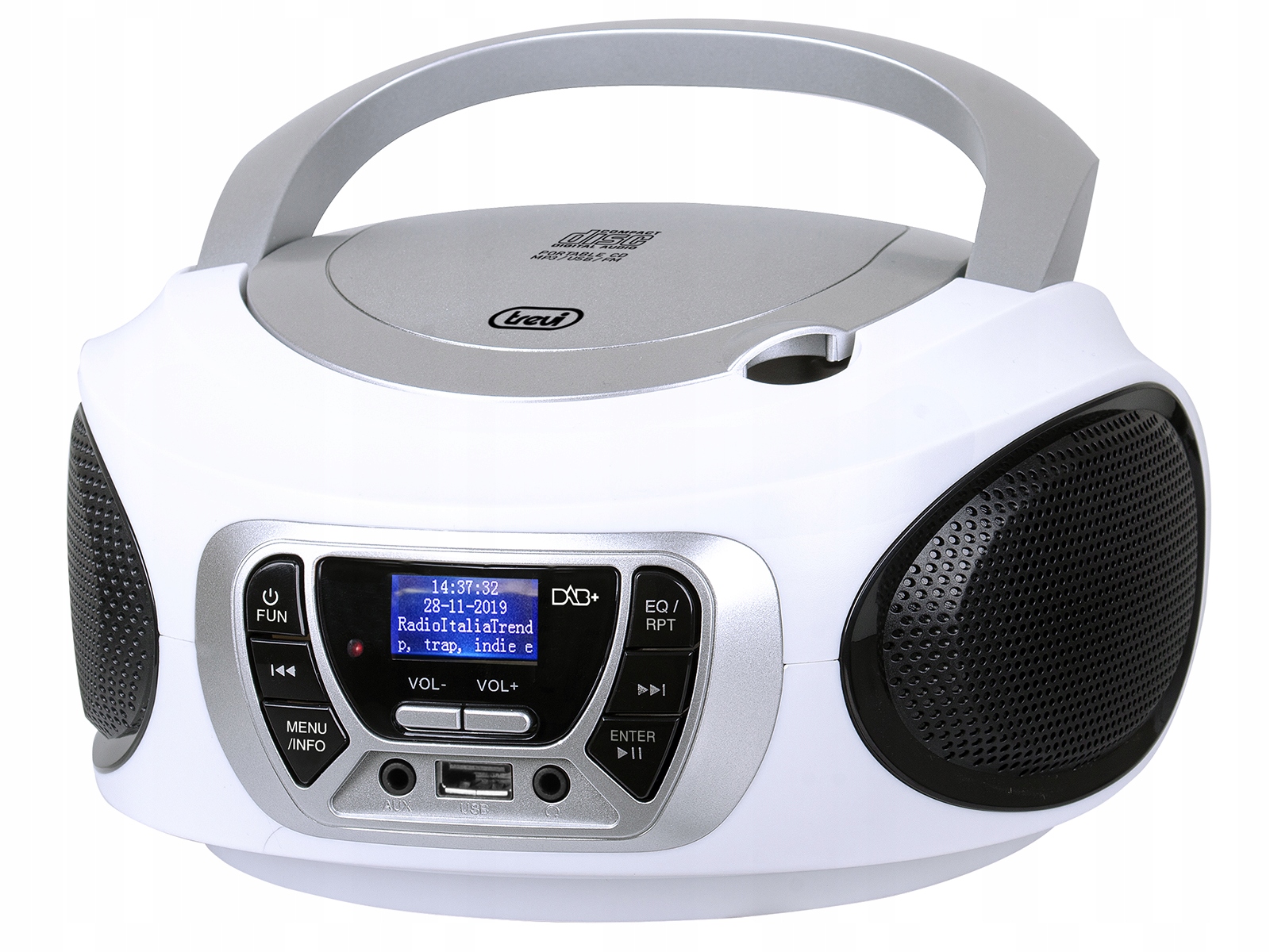 BOOMBOX RADIOODTWARZACZ RADIO DAB+ CD USB MP3 AUX EAN (GTIN) 8011000025582