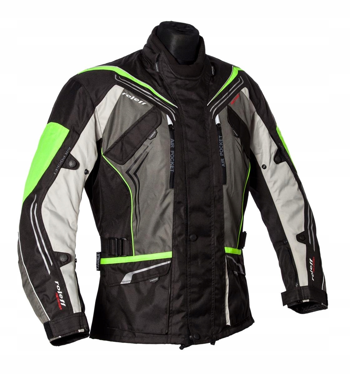 Roleff Veľká Propagácia Textilná Bunda Dlhý Model Turin Farba Čierna/fluo