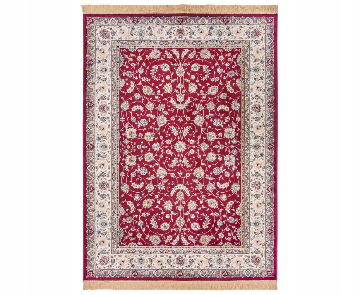 Tradičný koberec 160x230 do obývačky, klasický červeno-krémový vzor