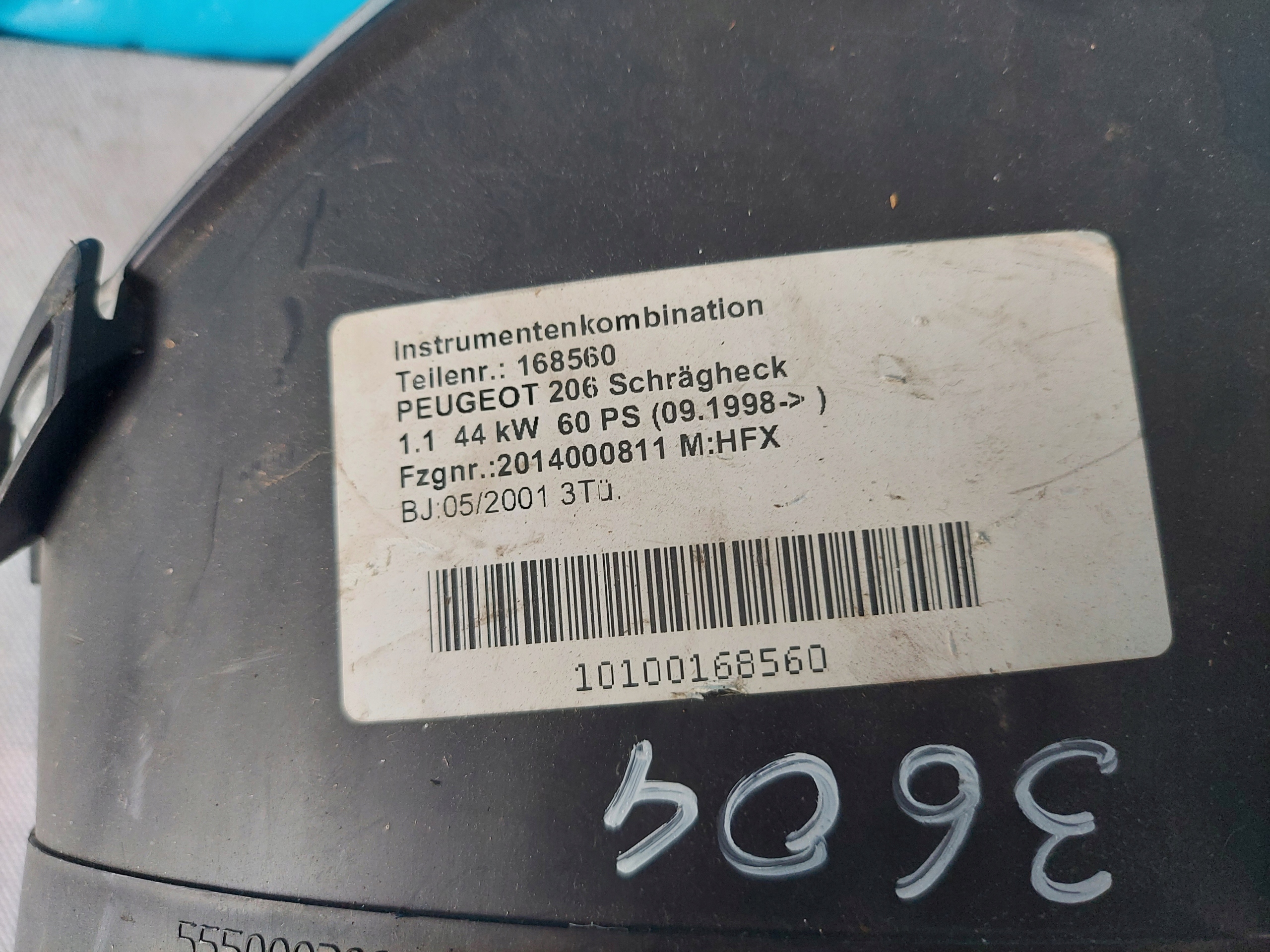 dials clock PEUGEOT 206 1.1 B 9645096180