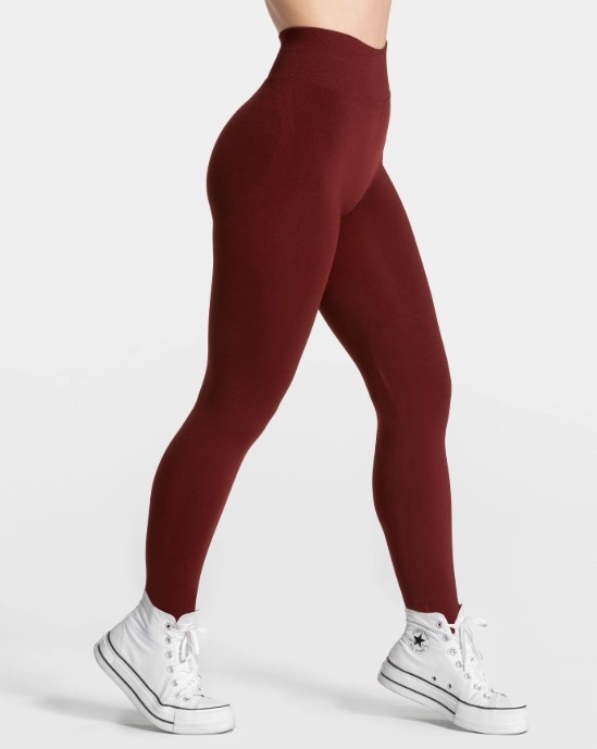 Teveo Dámské sportovní legíny vínové barvy Velikost S
