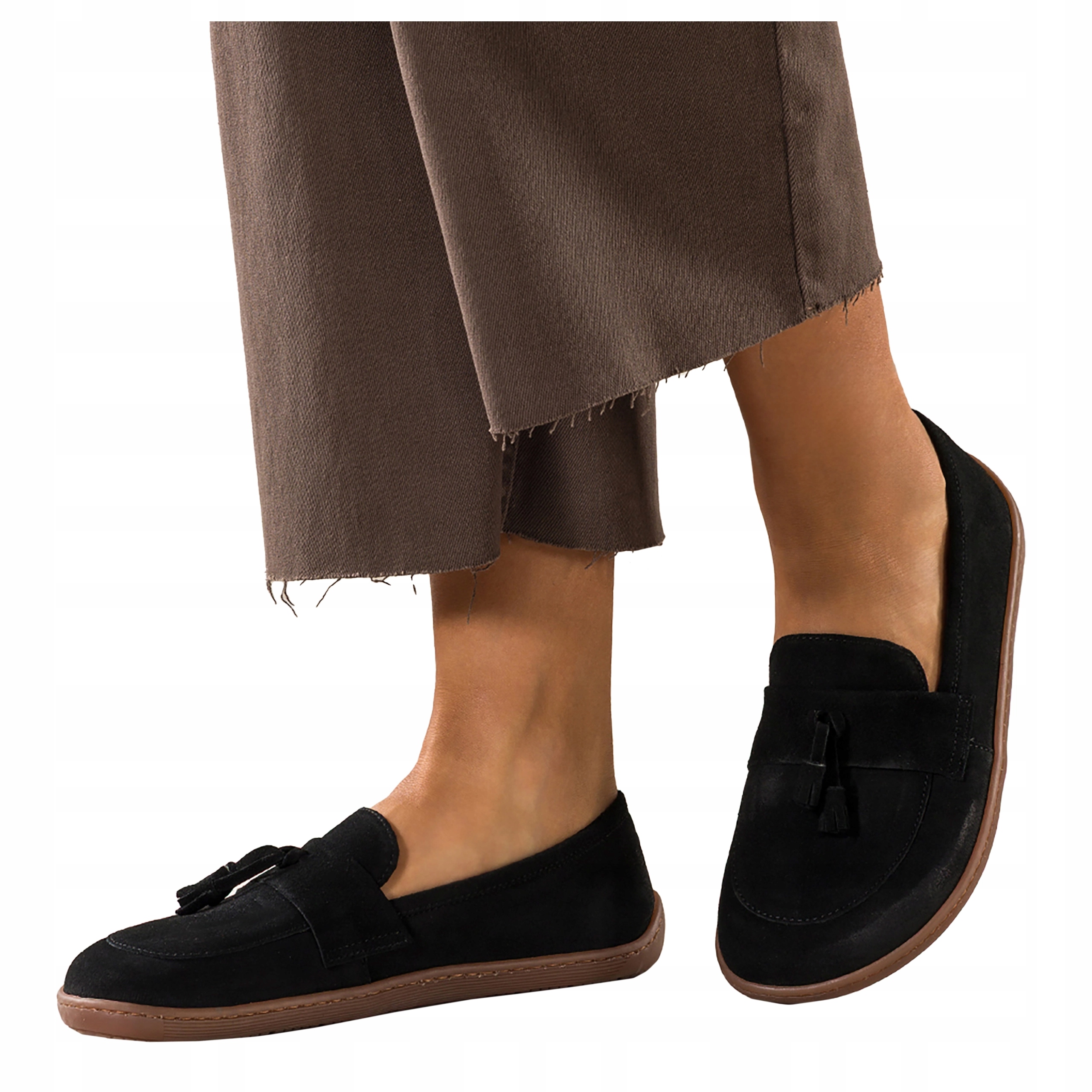 Černé Mokasíny Dámské Kožené Barefoot Semišové Široké Elastické vel 41