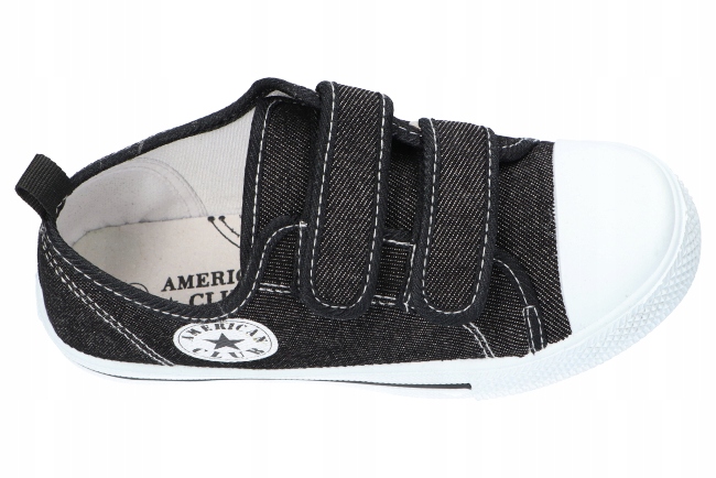 AMERICAN TEN114 TENISÓWKI TRAMPKI DZIECIĘCE NA RZEPY WKŁADKA SKÓRZANA BK 35 Kolor czarny