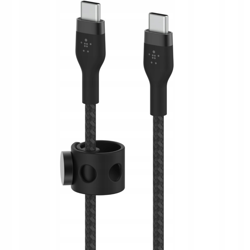 Kabel Usb-c Usb-c, 60W, 3m, nocny, z oplotem, z magnesem, Belkin Pro Flex