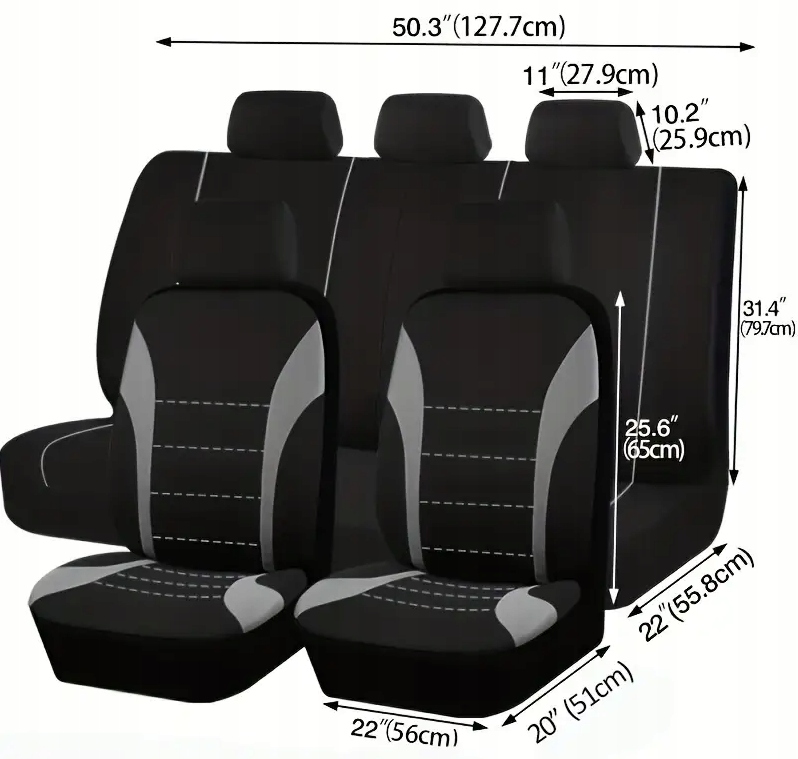POKROWCE NA FOTELE SAMOCHODOWE KOMPLET POKROWCÓW NA SIEDZENIA DO AUTA Typ pokrowiec