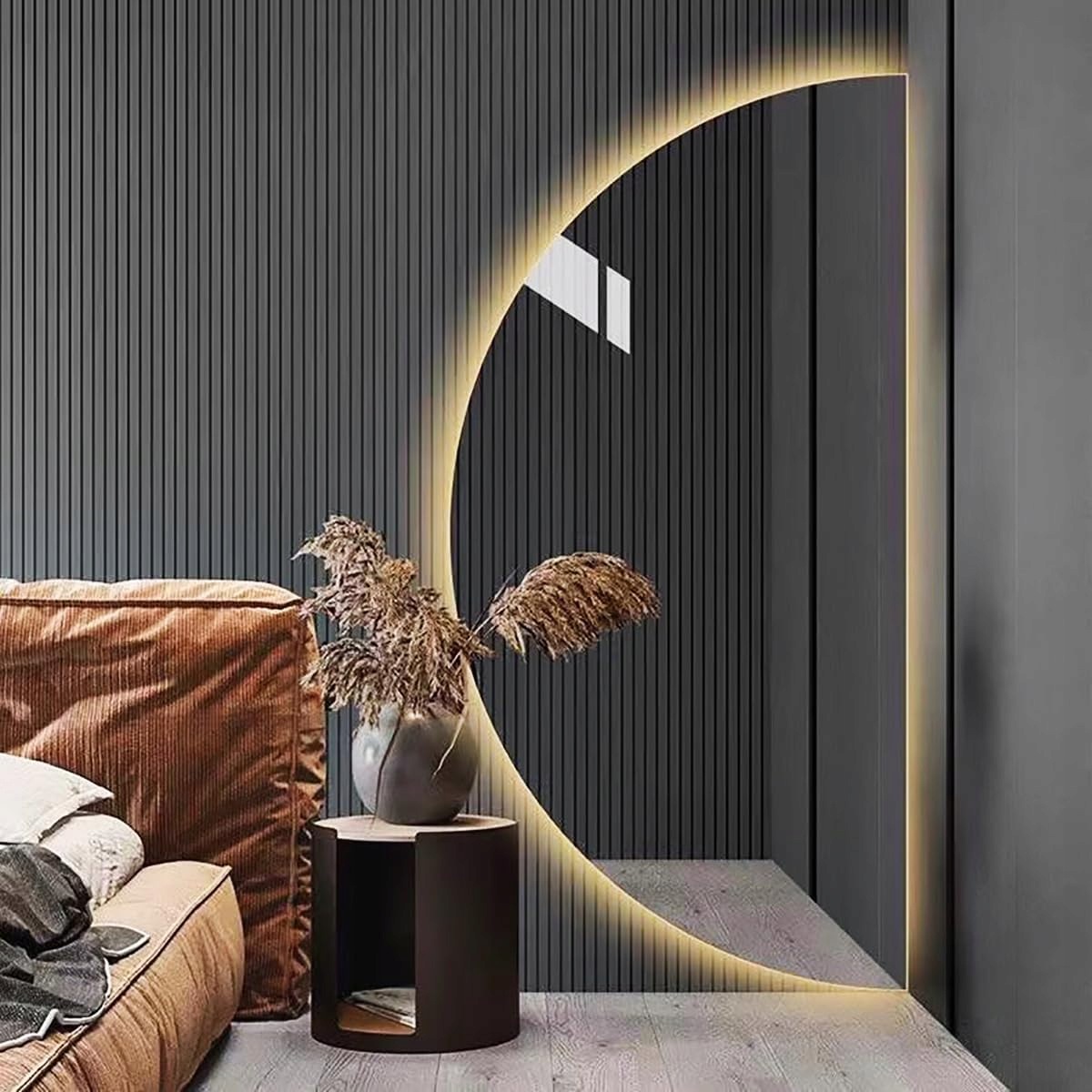 Polkruhové Zrkadlo Led 100 x 50 cm Led Podsvietené Zrkadlo