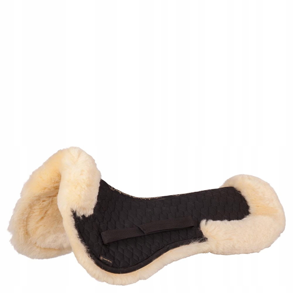 Podsedlová dečka Br Sheepskin černá s přírodní kožešinou Full