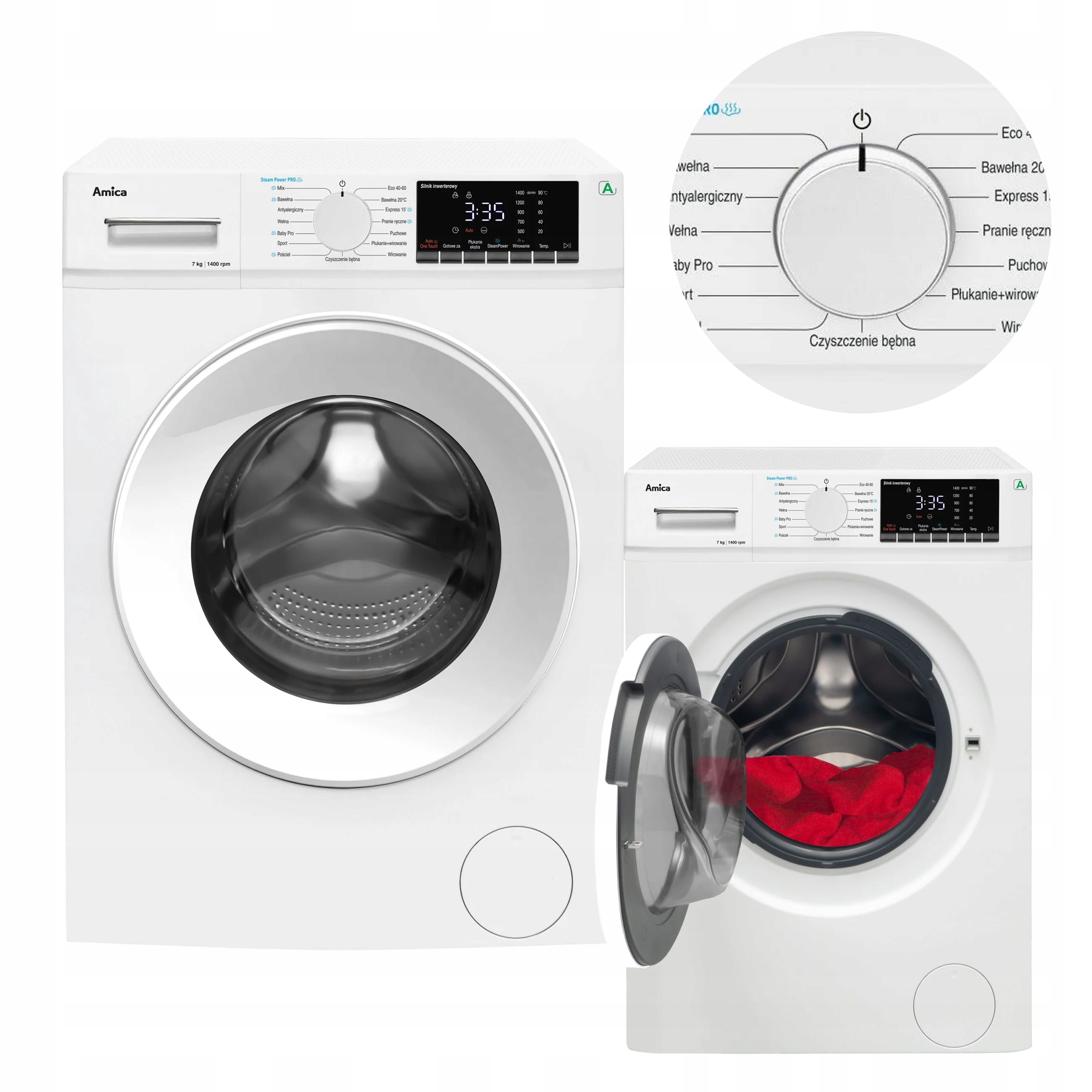Pralka Amica WA5S714ALiSH 7kg 1400obr 15programów Slim inwerter