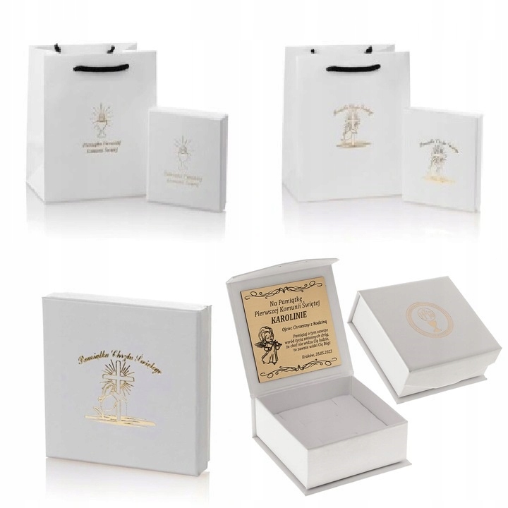 SREBRNY ŁAŃCUSZEK+MEDALIK MATKA BOSKA CUDOWANA NASZYJNIK NA KOMUNIĘ CHRZEST Materiał Srebro Srebro pozłacane