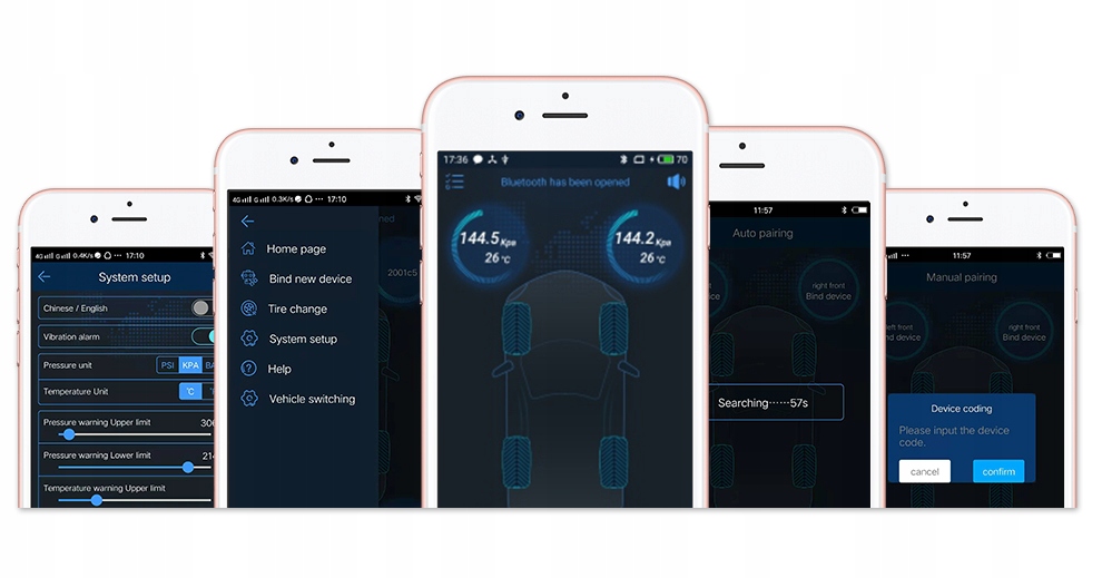 CZUJNIKI CIŚNIENIA OPON 4szt TPMS Android iPhone Kod producenta V11 BLE TPMS