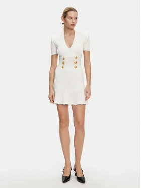 Balmain Sukienka dzianinowa Damskie biały DF1R7320KF24