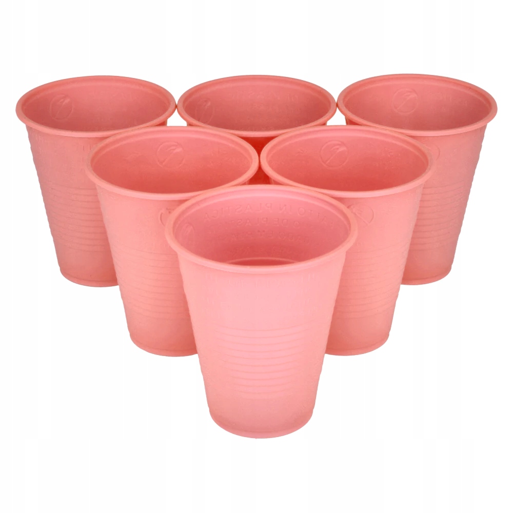 Kubki Plastikowe Jednorazowe Różowe 100 szt. - 200 ml