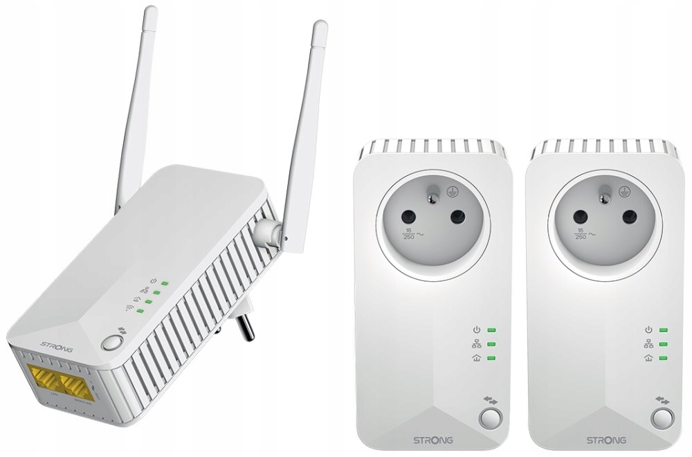 Strong sada 3 adaptérů Powerline Wf 600 Tri Fr/ Powerline 600 Mbit/s/ Wi-Fi
