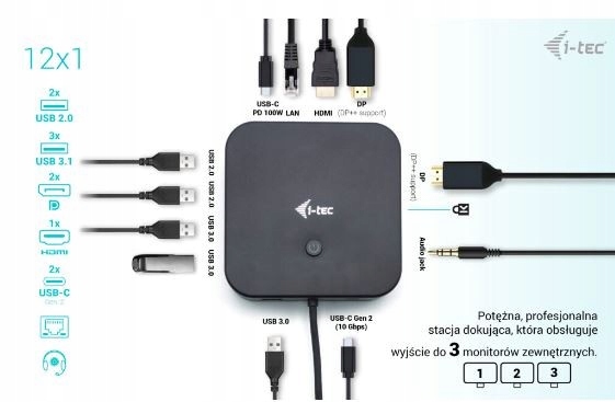 I-TEC Stacja dokująca USB-C HDMI Dual DP Docking Kod producenta C31TRIPLE4KDOCKPDPRO